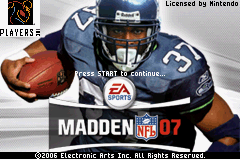Madden NFL 07 Title Screen